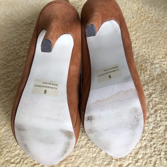 Brown Suede Studded  Platform Ankle High Heel Boots Size 8 - Picture 14 of 16